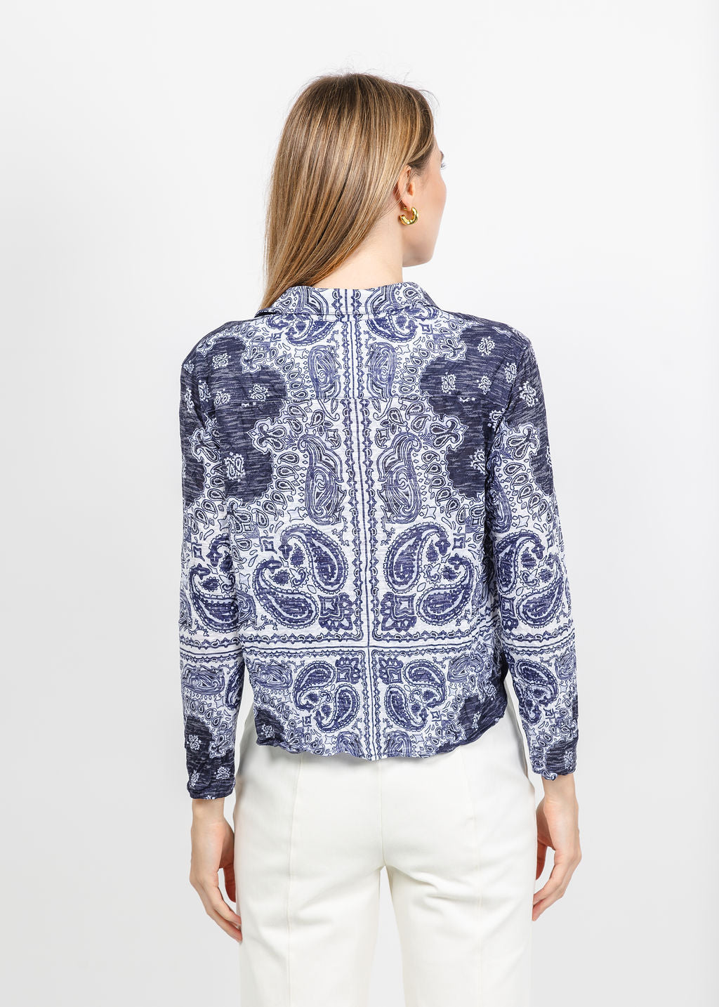 David Cline Lyra Crop Shirt in Ink available at Barbara Katz
