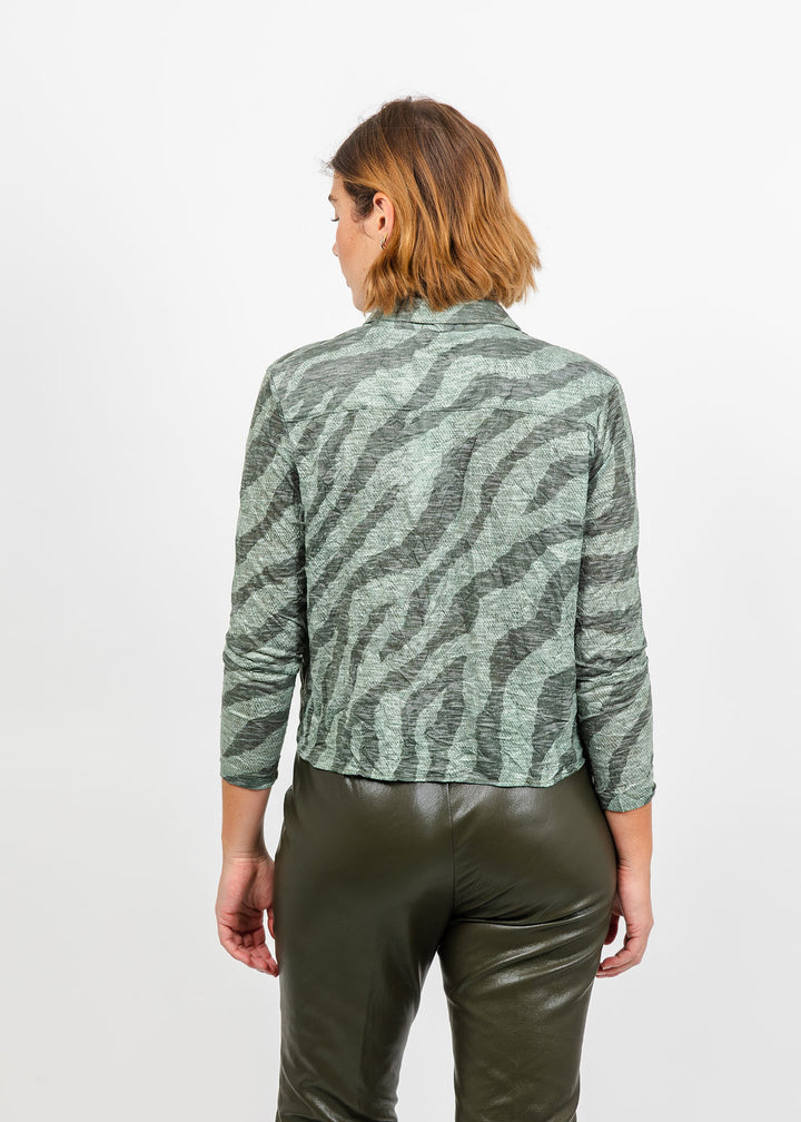 David Cline Lyra Crop Shirt in Loden available at Barbara Katz