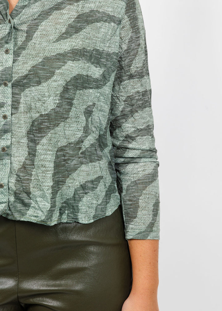 David Cline Lyra Crop Shirt in Loden available at Barbara Katz