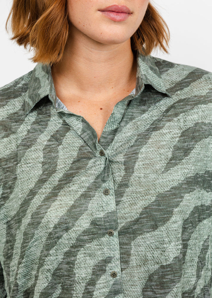 David Cline Lyra Crop Shirt in Loden available at Barbara Katz