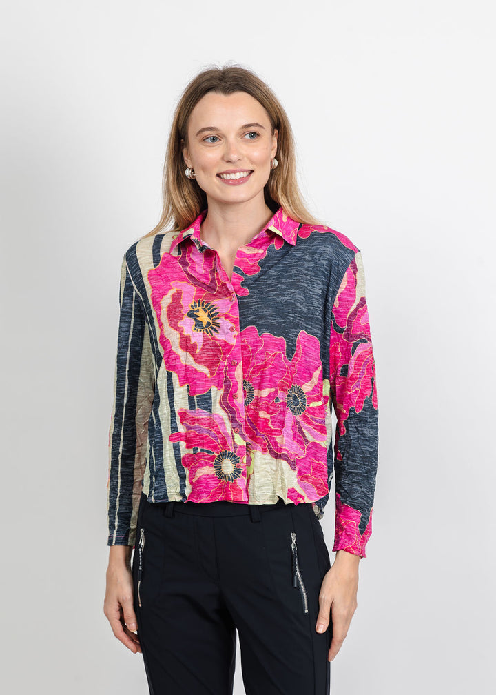 David Cline Lyra Crop Shirt in Ruby available at Barbara Katz