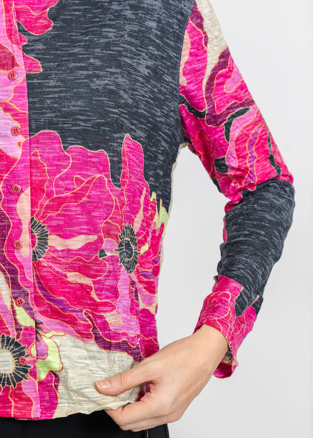 David Cline Lyra Crop Shirt in Ruby available at Barbara Katz