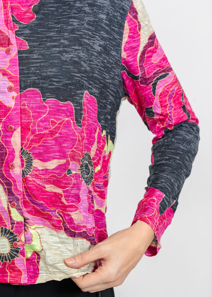 David Cline Lyra Crop Shirt in Ruby available at Barbara Katz