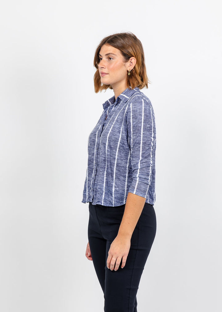 David Cline Lyra Crop Shirt in Stripea vailable at Barbara Katz