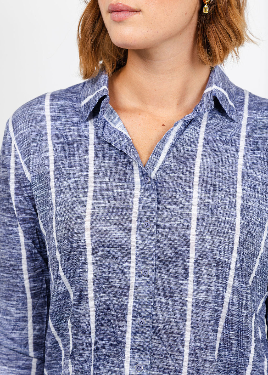 David Cline Lyra Crop Shirt in Stripea vailable at Barbara Katz