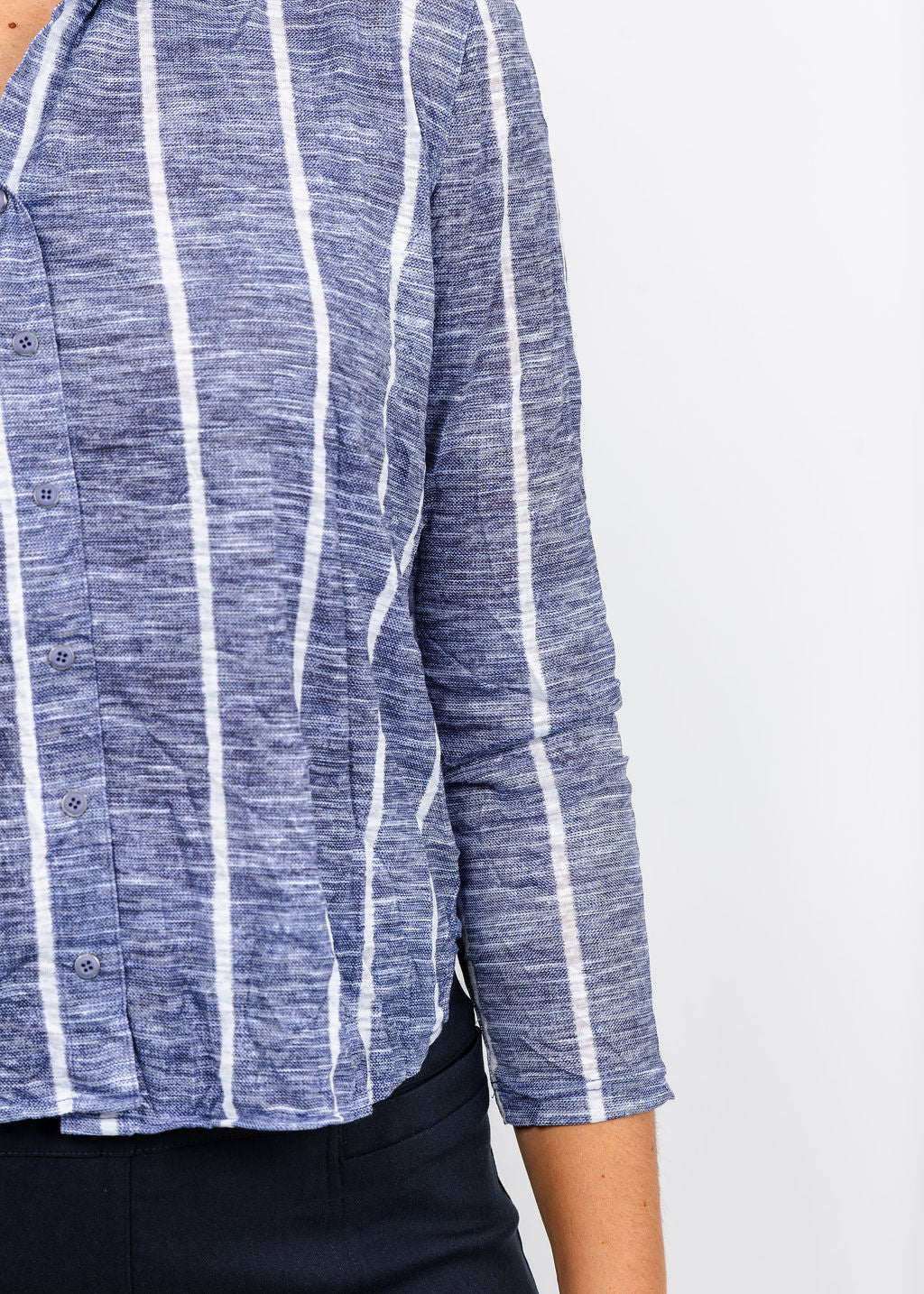 David Cline Lyra Crop Shirt in Stripea vailable at Barbara Katz