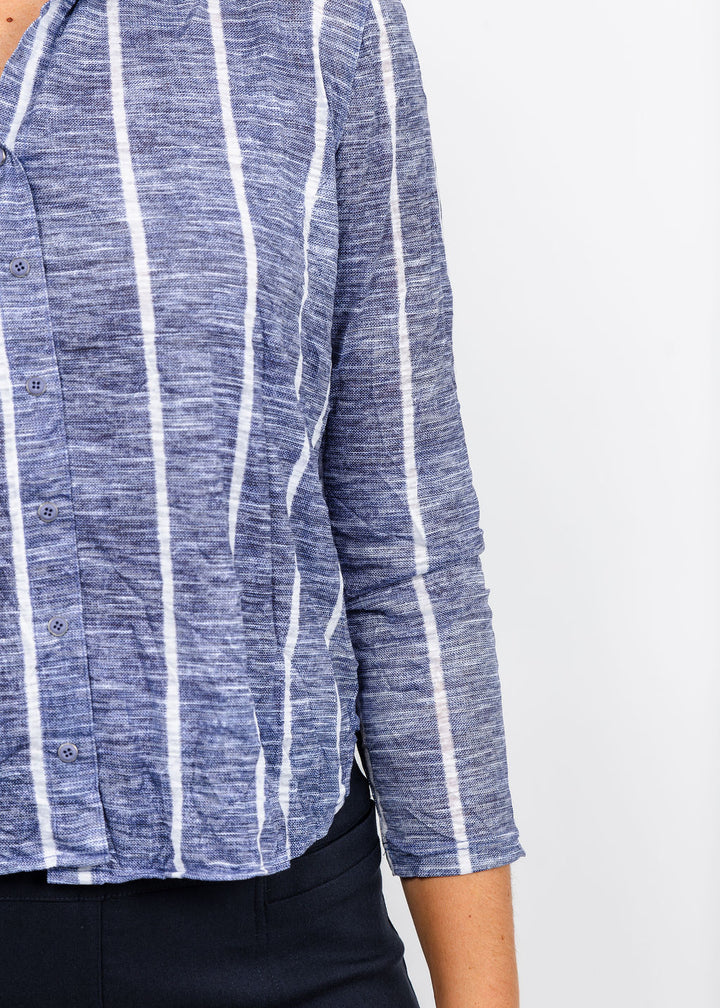 David Cline Lyra Crop Shirt in Stripea vailable at Barbara Katz
