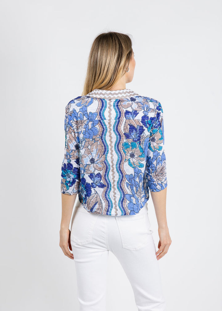 David Cline Marcy Crop Shirt in Pool available at Barbara Katz