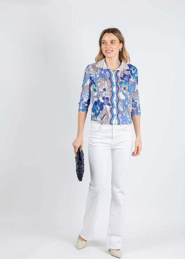 David Cline Marcy Crop Shirt in Pool available at Barbara Katz