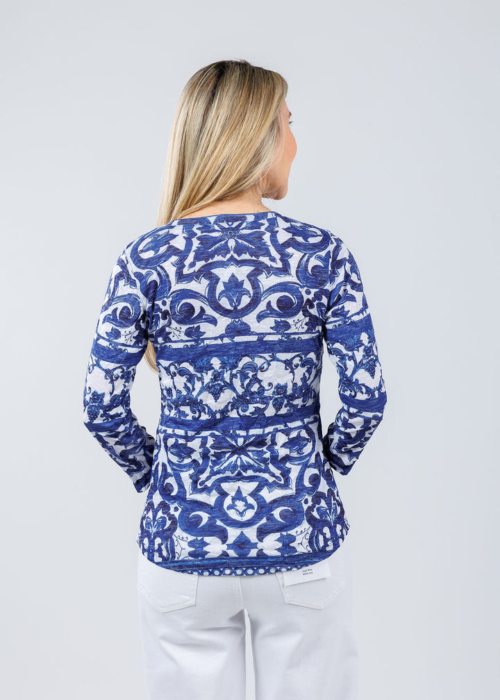 David Cline Nelsi Crew Neck Top in Water available at Barbara Katz