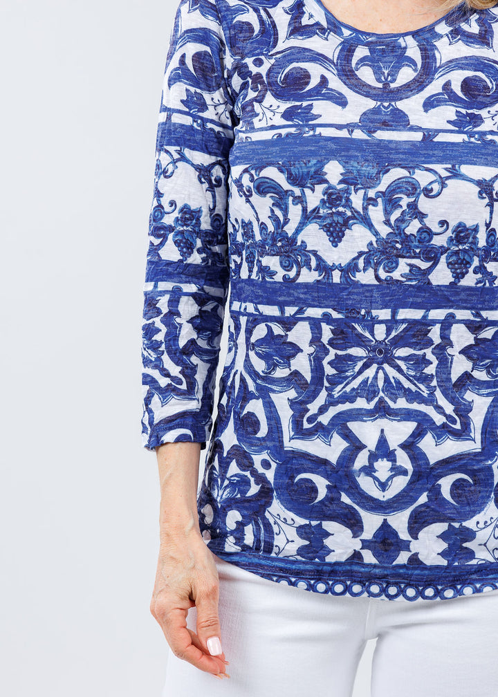 David Cline Nelsi Crew Neck Top in Water available at Barbara Katz