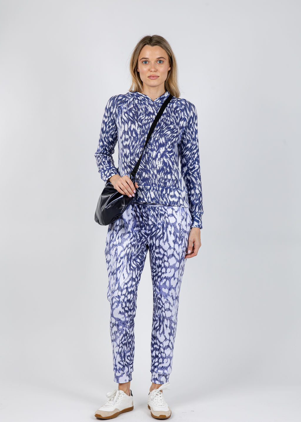 David Cline Lazara Hoodie in Ink paired with matching Popi Joggers in Ink available at Barbara Katz