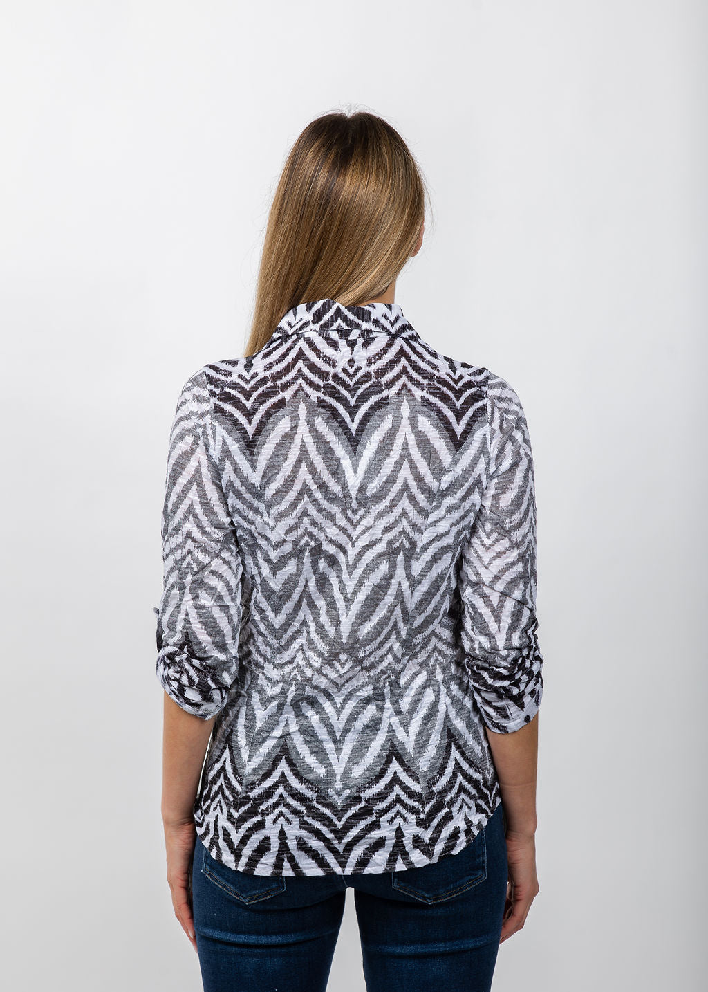 David Cline Roll Sleeve Shirt in Fog available at Barbara Katz