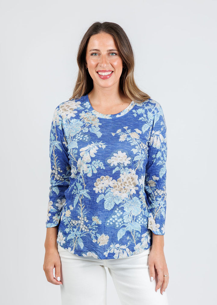 David Cline Rosalie Crew Neck Top in Azure available at Barbara Katz