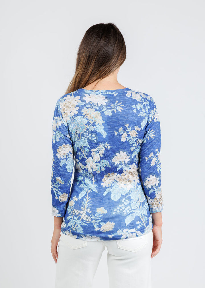 David Cline Rosalie Crew Neck Top in Azure available at Barbara Katz