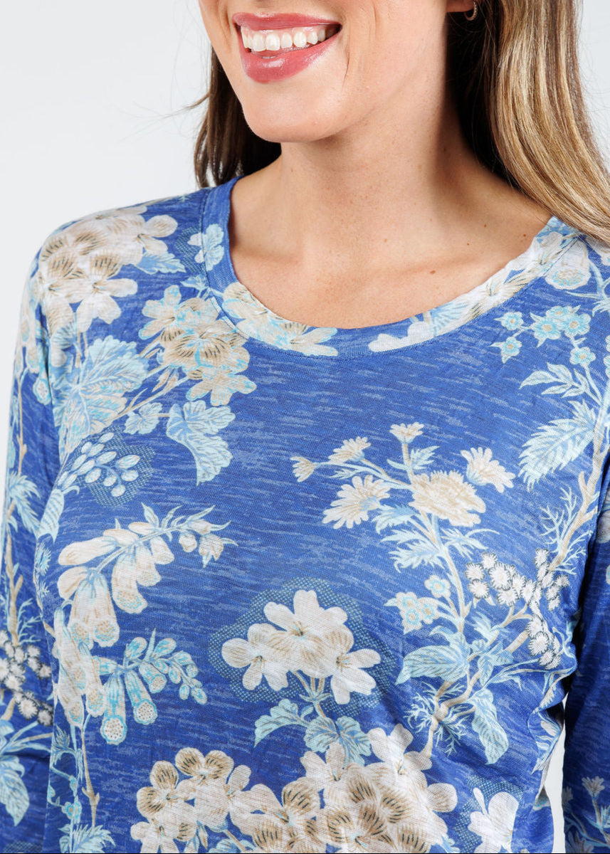 David Cline Rosalie Crew Neck Top in Azure available at Barbara Katz