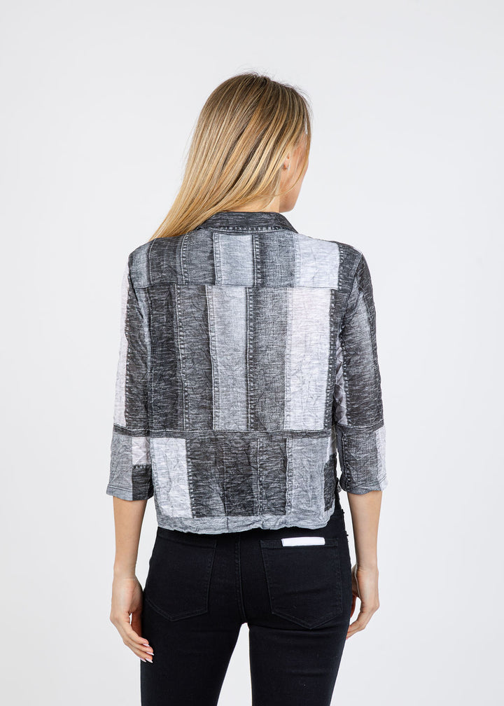 David Cline Stephanie Crop Button Down Shirt in Silver available at Barbara Katz