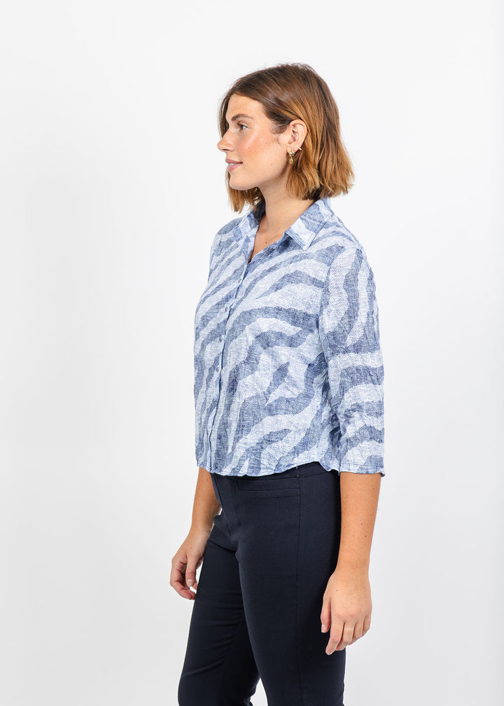 David Cline Vera Crop Shirt in Cadet available at Barbara Katz