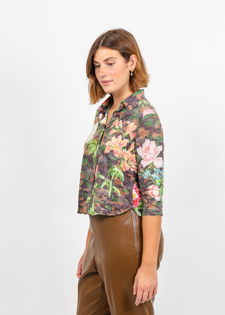 David Cline Vera Crop Shirt in Camo available at Barbara Katz