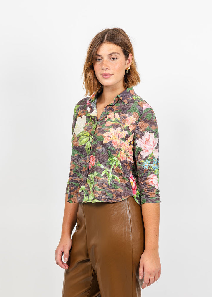 David Cline Vera Crop Shirt in Camo available at Barbara Katz