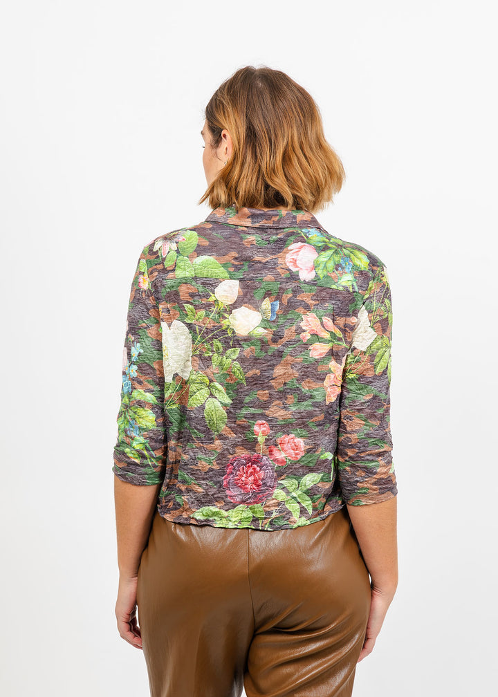 David Cline Vera Crop Shirt in Camo available at Barbara Katz