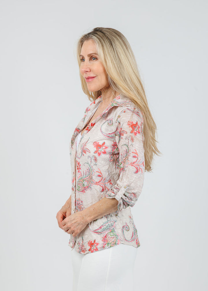 David Cline Freida Roll-Up Sleeve Shirt in Bone available at Barbara Katz