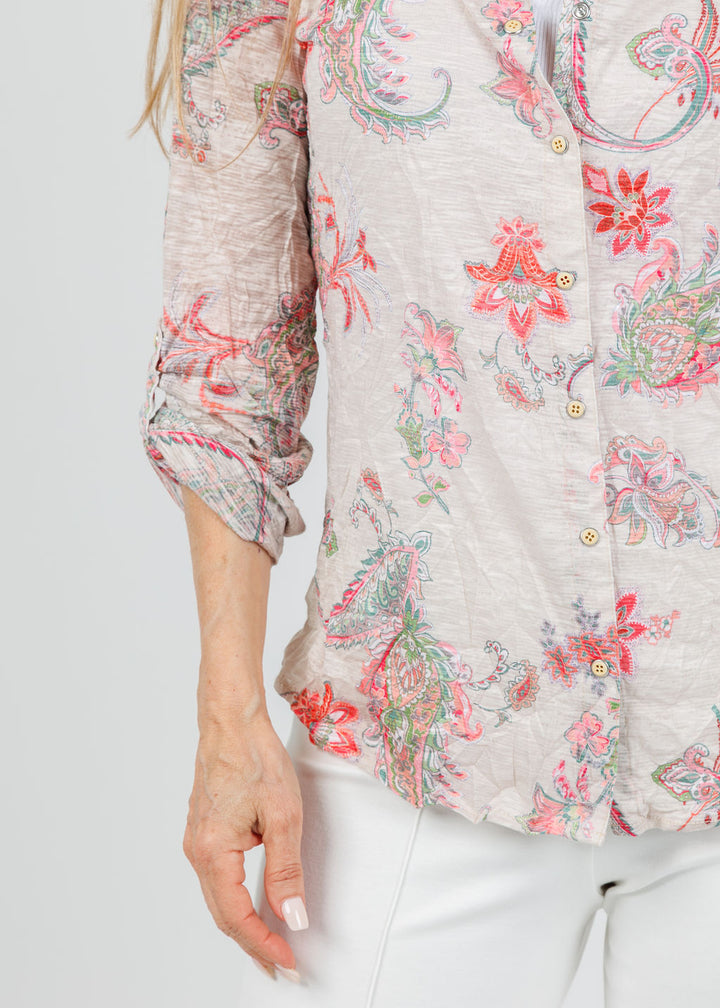 David Cline Freida Roll-Up Sleeve Shirt in Bone available at Barbara Katz