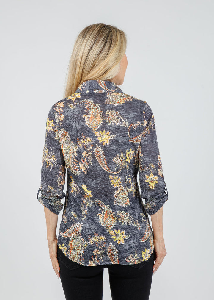 David Cline Freida Roll-Up Sleeve Shirt in Night available at Barbara Katz