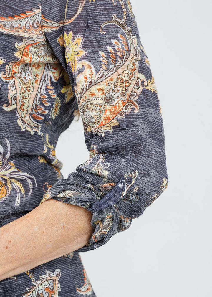 David Cline Freida Roll-Up Sleeve Shirt in Night available at Barbara Katz