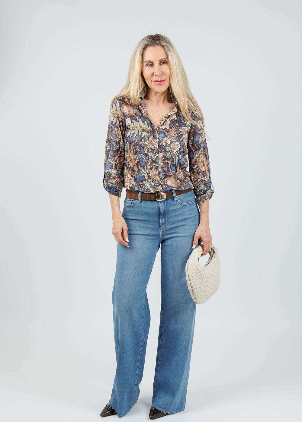David Cline Freida Roll-Up Sleeve Shirt in River available at Barbara Katz