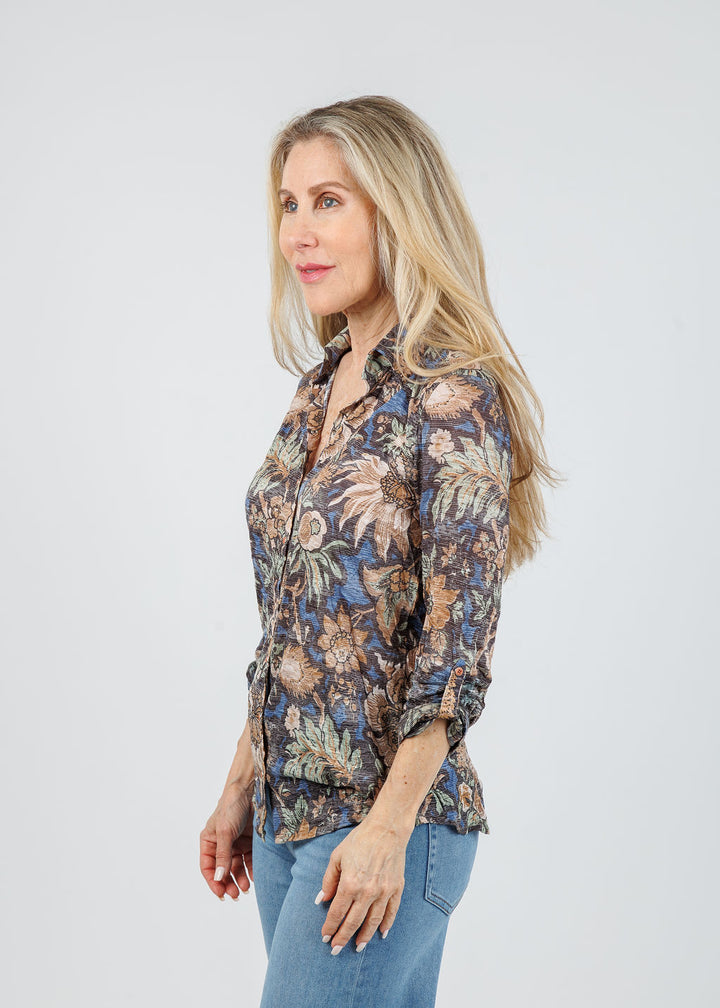 David Cline Freida Roll-Up Sleeve Shirt in River available at Barbara Katz