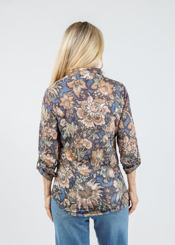 David Cline Freida Roll-Up Sleeve Shirt in River available at Barbara Katz