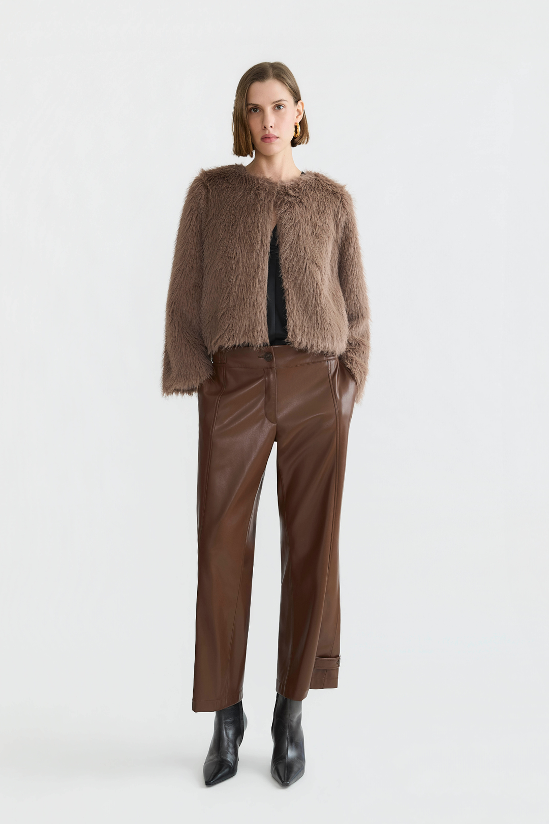 Adroit Atelier Dawson Mid-Rise Vegan Leather Pant in Chestnut available at Barbara Katz
