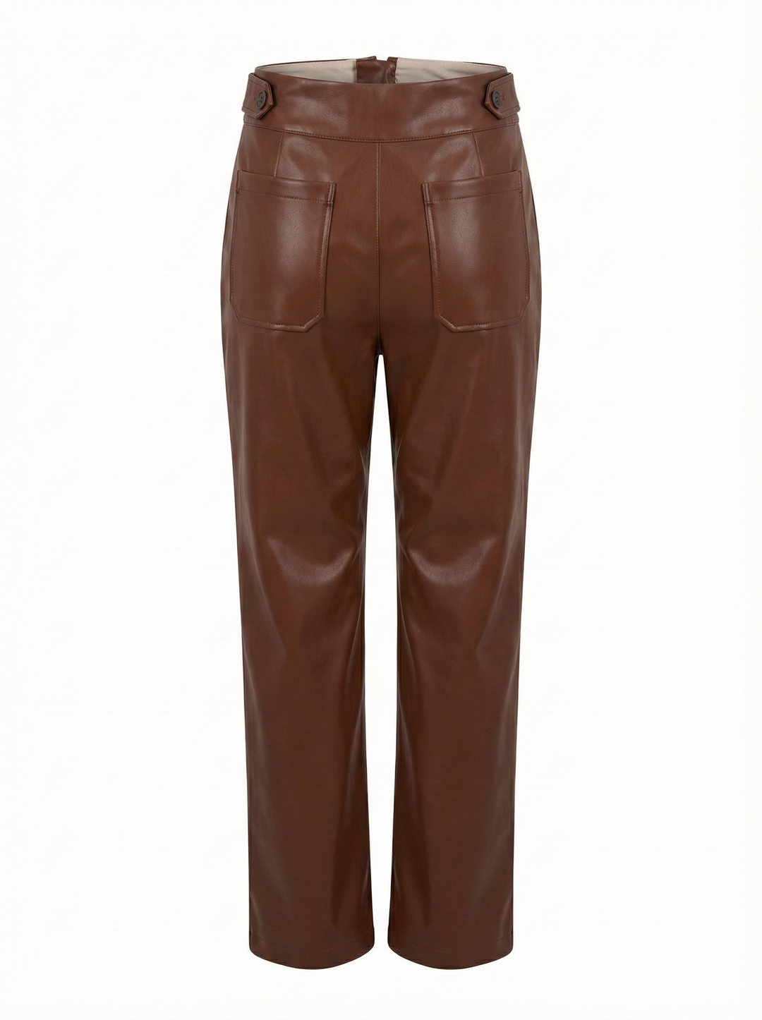 Adroit Atelier Dawson Mid-Rise Vegan Leather Pant in Chestnut available at Barbara Katz