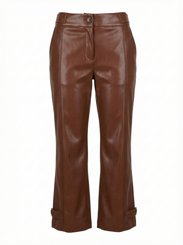 Adroit Atelier Dawson Mid-Rise Vegan Leather Pant in Chestnut available at Barbara Katz