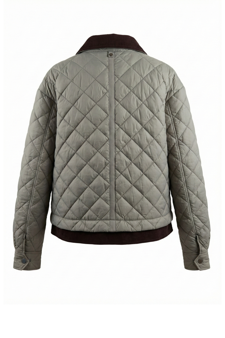 Adroit Atelier Delaney Diamond-Quilted Jacket With Corduroy Details in Celadon available at Barbara Katz