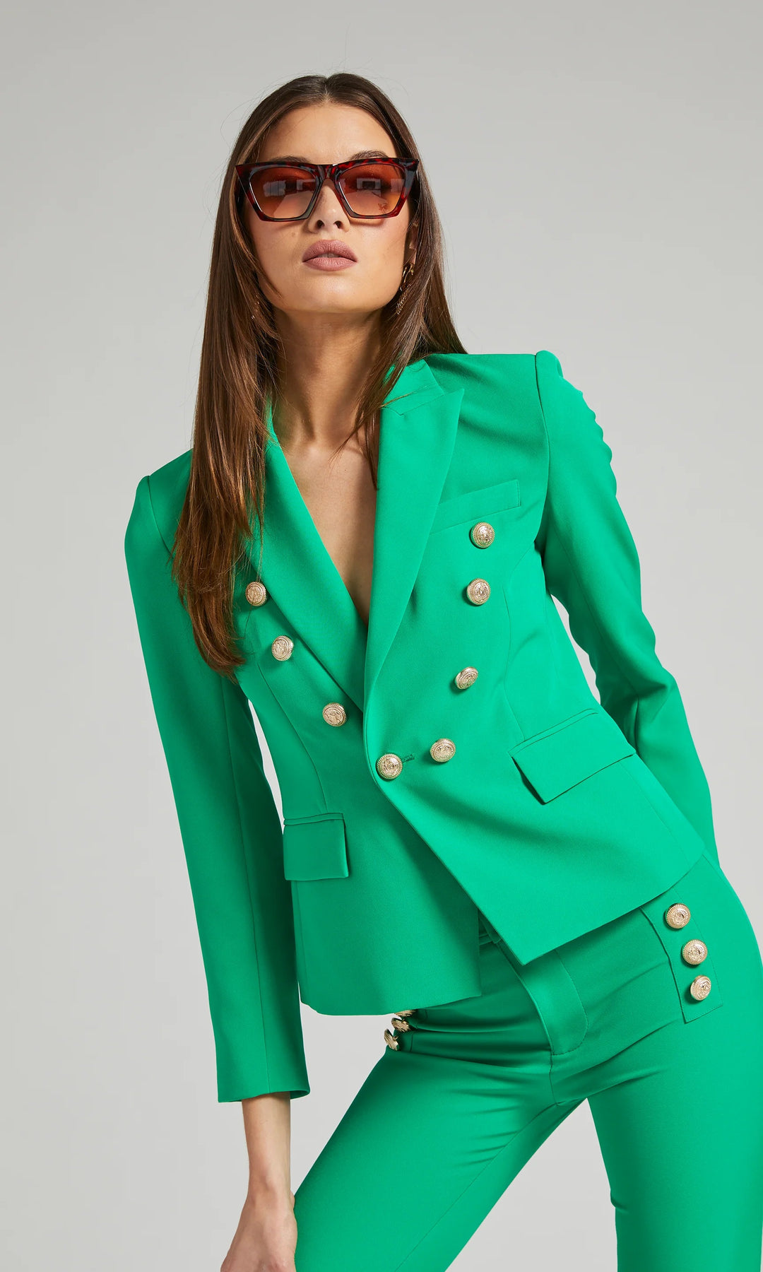 Delilah Crepe Blazer - Kelly Green
