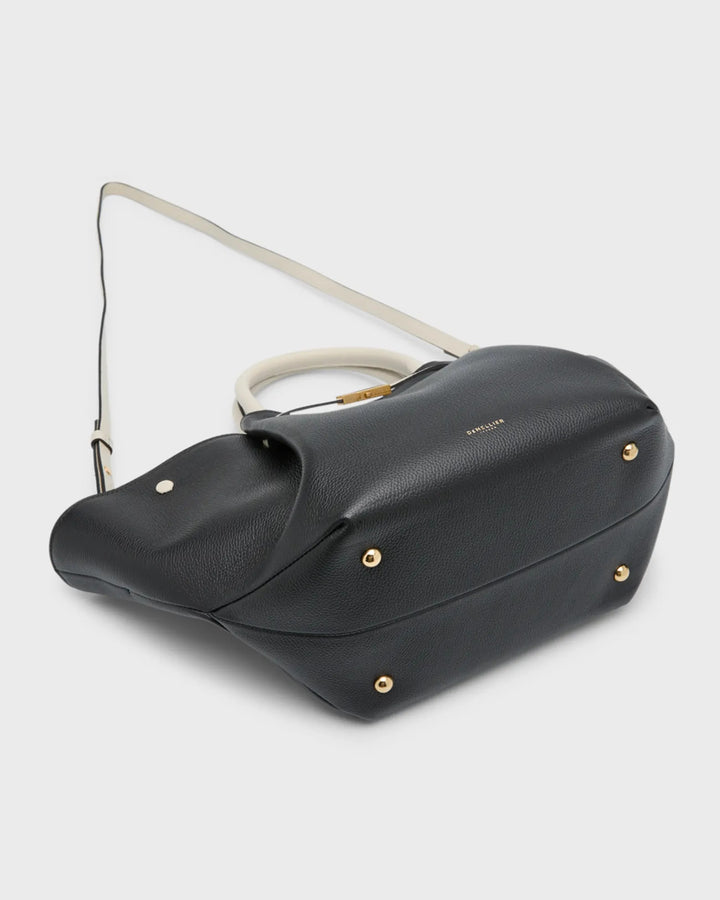 Midi New York Tote - Black/ Off White Leather