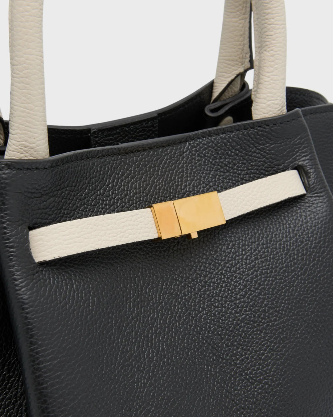 Midi New York Tote - Black/ Off White Leather
