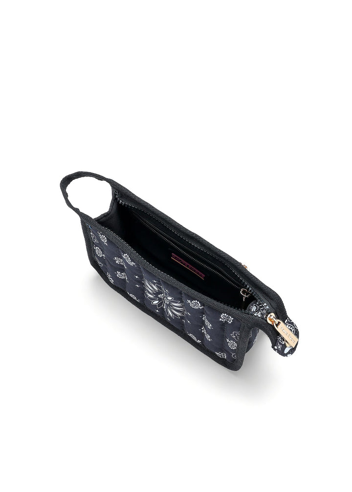 Haute Shore Demi Bandana Print Cosmetic Pouch in Black available at Barbara Katz