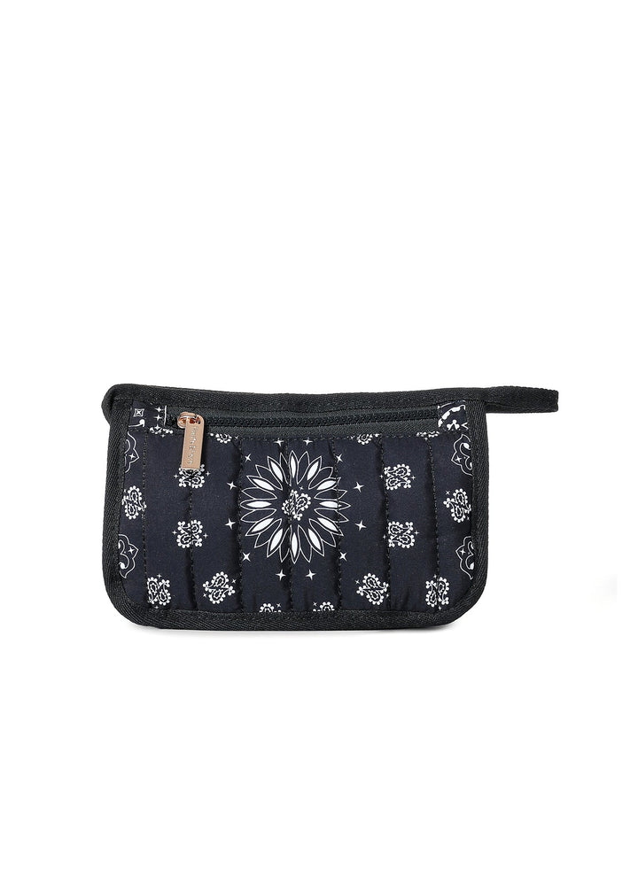 Haute Shore Demi Bandana Print Cosmetic Pouch in Black available at Barbara Katz