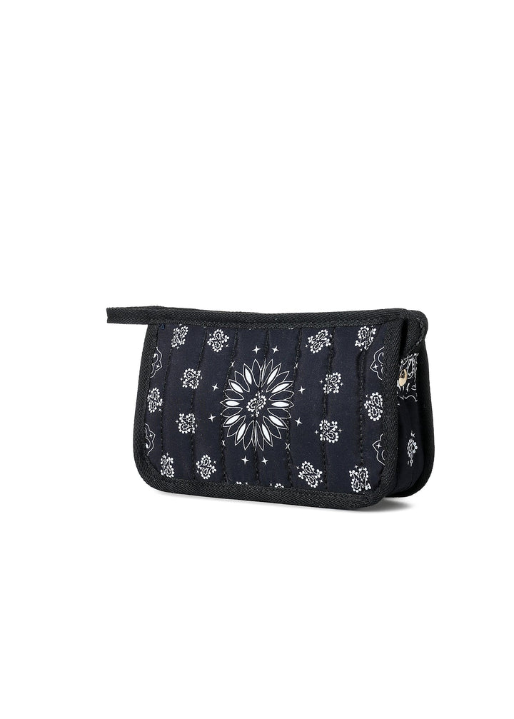 Haute Shore Demi Bandana Print Cosmetic Pouch in Black available at Barbara Katz