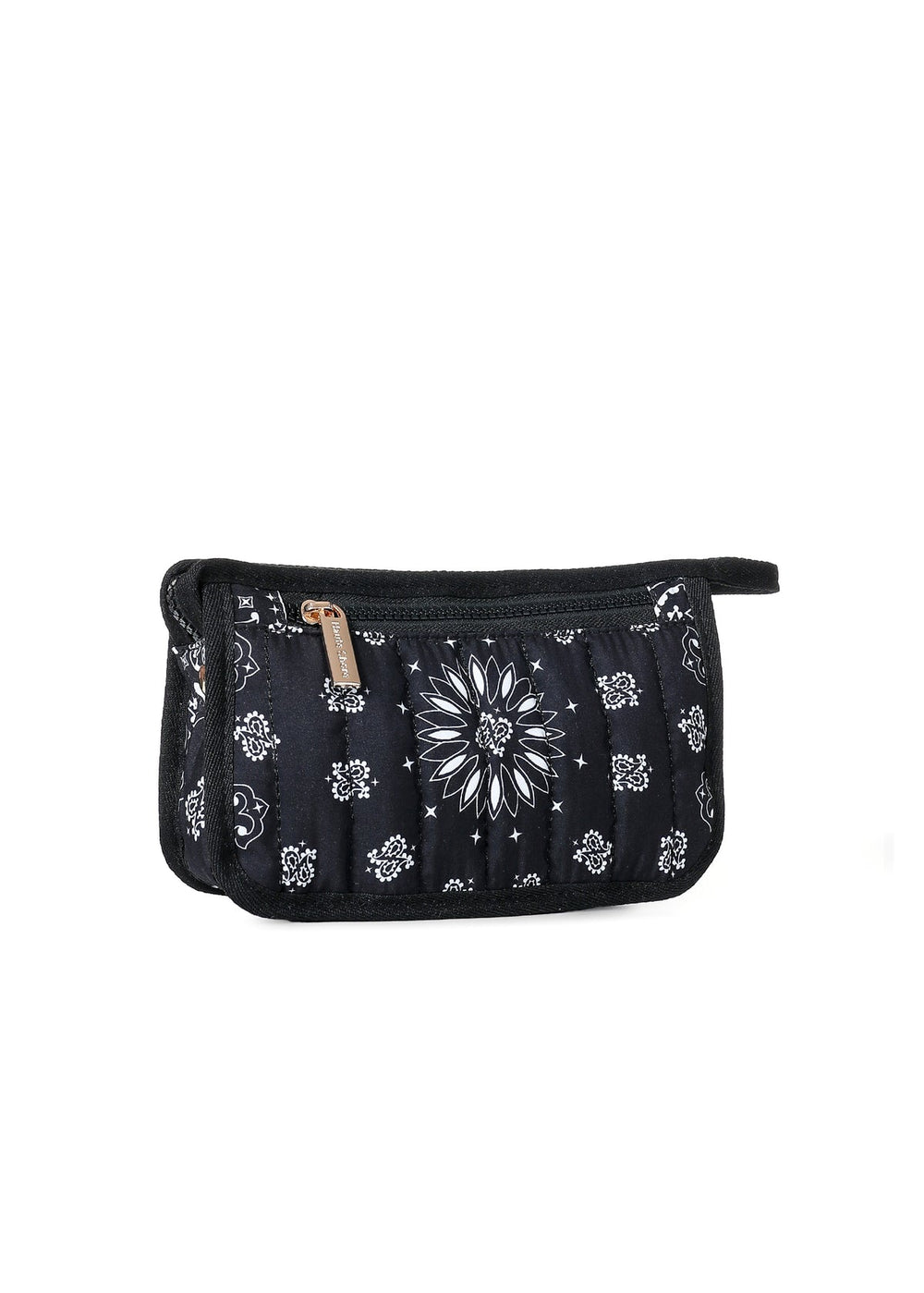 Haute Shore Demi Bandana Print Cosmetic Pouch in Black available at Barbara Katz