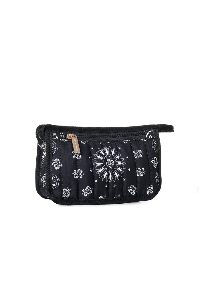 Haute Shore Demi Bandana Print Cosmetic Pouch in Black available at Barbara Katz