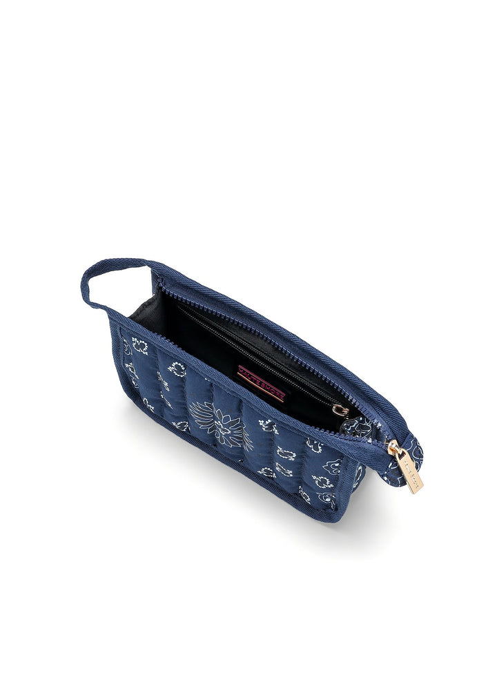 Haute Shore Demi Bandana Print Cosmetic Pouch in Navy available at Barbara Katz