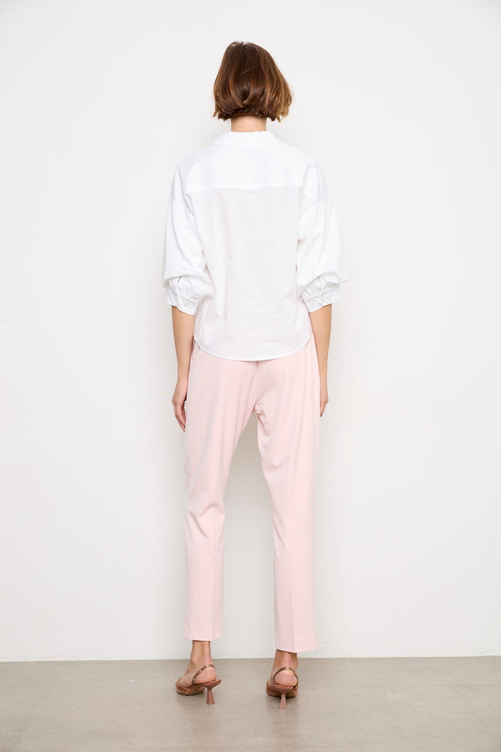 Adroit Atelier Demi Open-Collar Shirt With Balloon Sleeves in White available at Barbara Katz