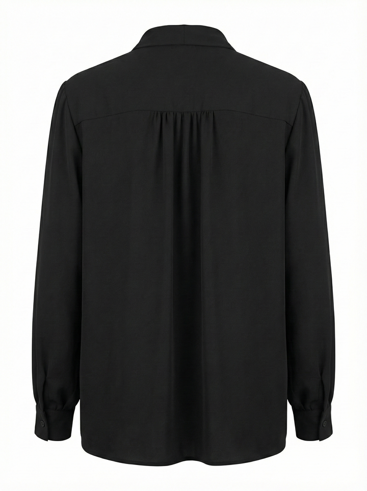 Adroit Atelier Désiré V-Neck Chiffon Blouse With Removable Lavalliere in Black available at Barbara Katz