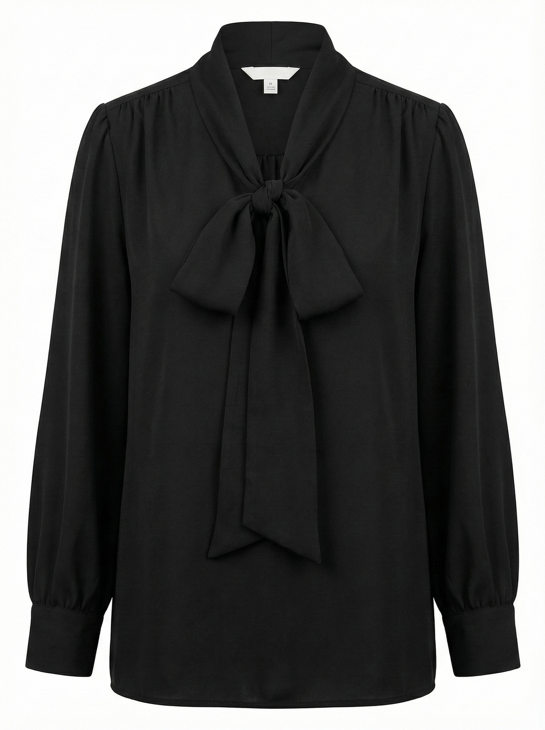 Adroit Atelier Désiré V-Neck Chiffon Blouse With Removable Lavalliere in Black available at Barbara Katz