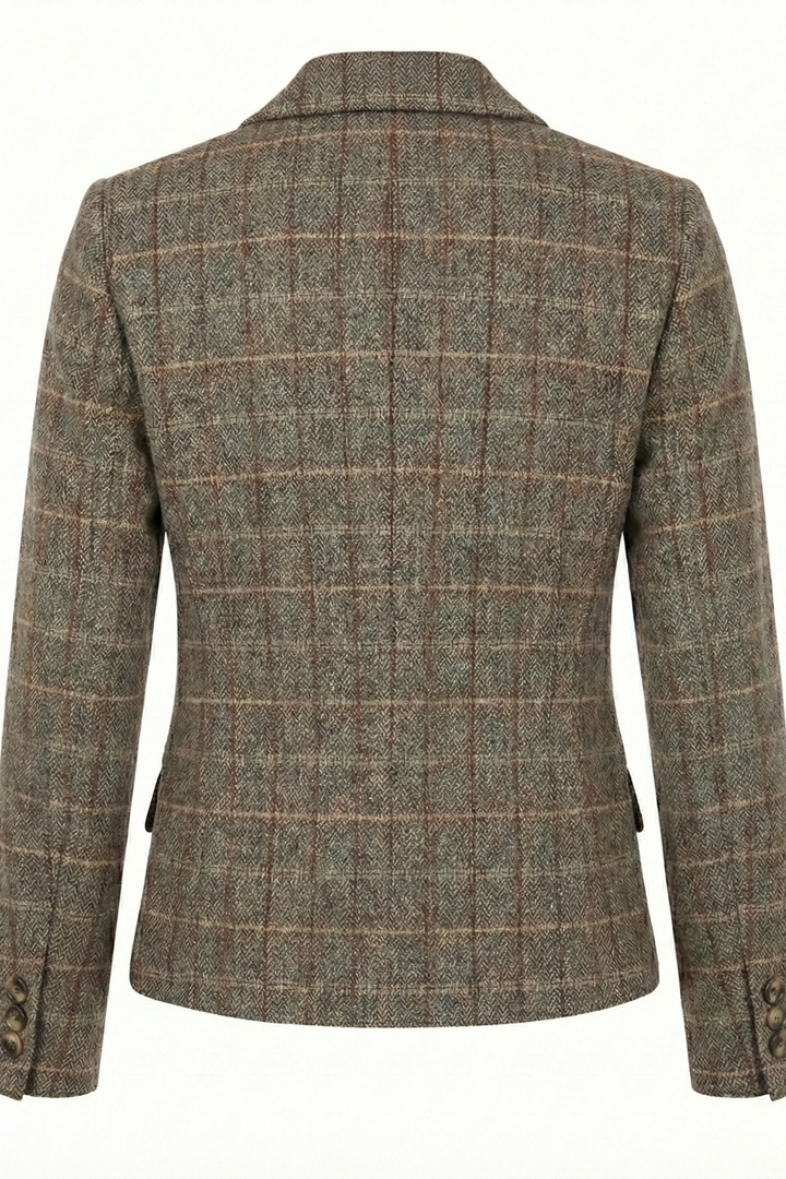Adroit Atelier Desmond Tweed Single-Breasted Blazer With 3 Button Closure in Picante/Camel available at Barbara Katz