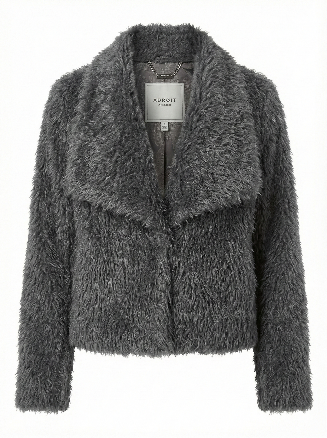 Adroit Atelier Devon Open Front Faux Fur Jacket in Charcoal available at Barbara Katz